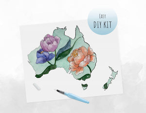 Australia Continent in Floral