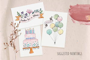 Paint Your Own Birthday Cards- Set of 3 Cards