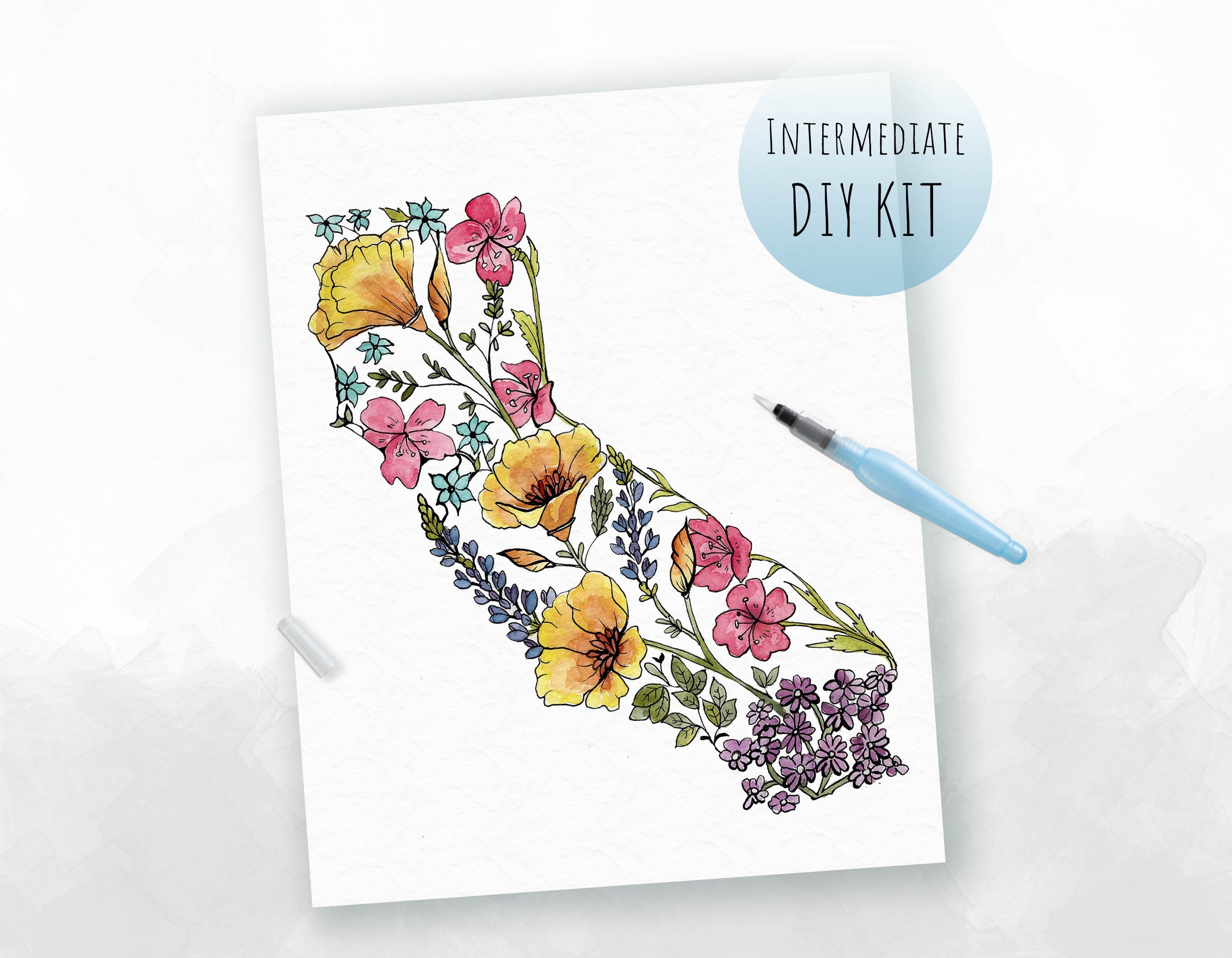 DIY KIT Watercolor New Mexico Wildflowers adult Paint Kit 