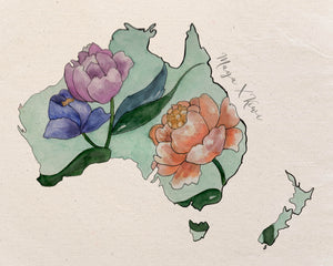 Australia Continent in Floral