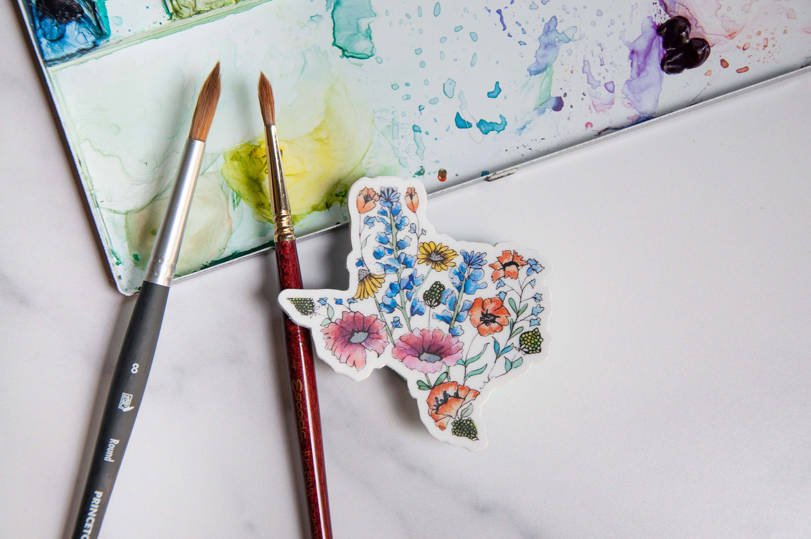 Texas Sticker | Watercolor Wildflowers