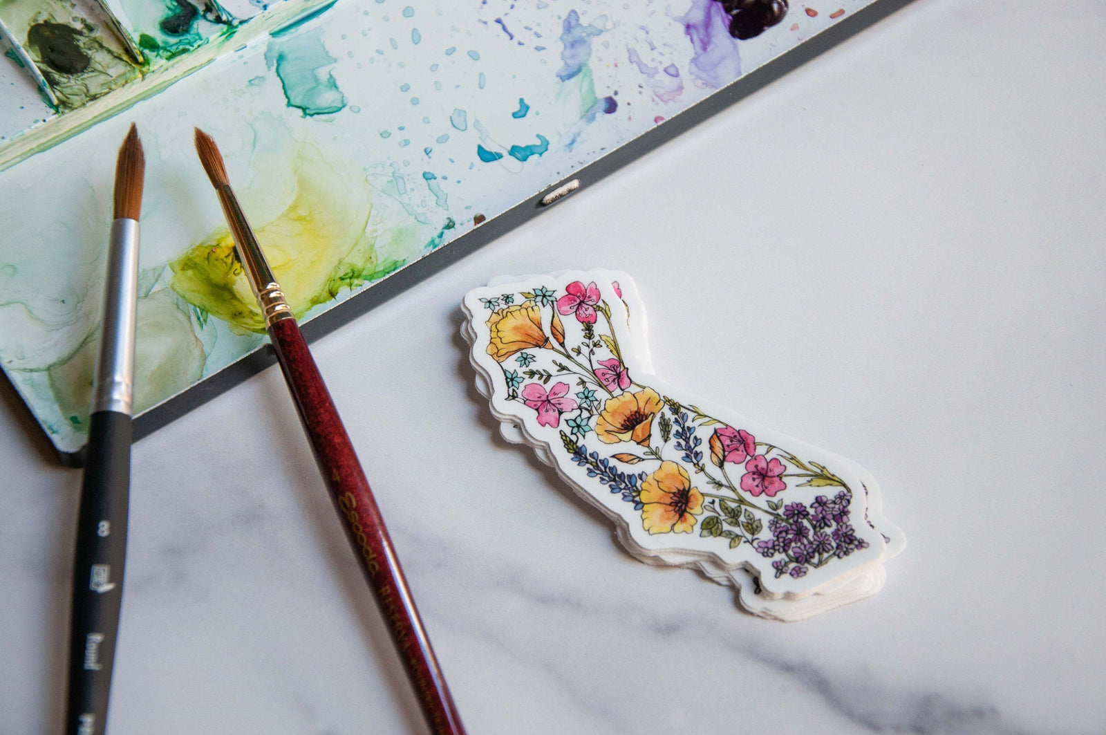 California Sticker | Watercolor Wildflowers