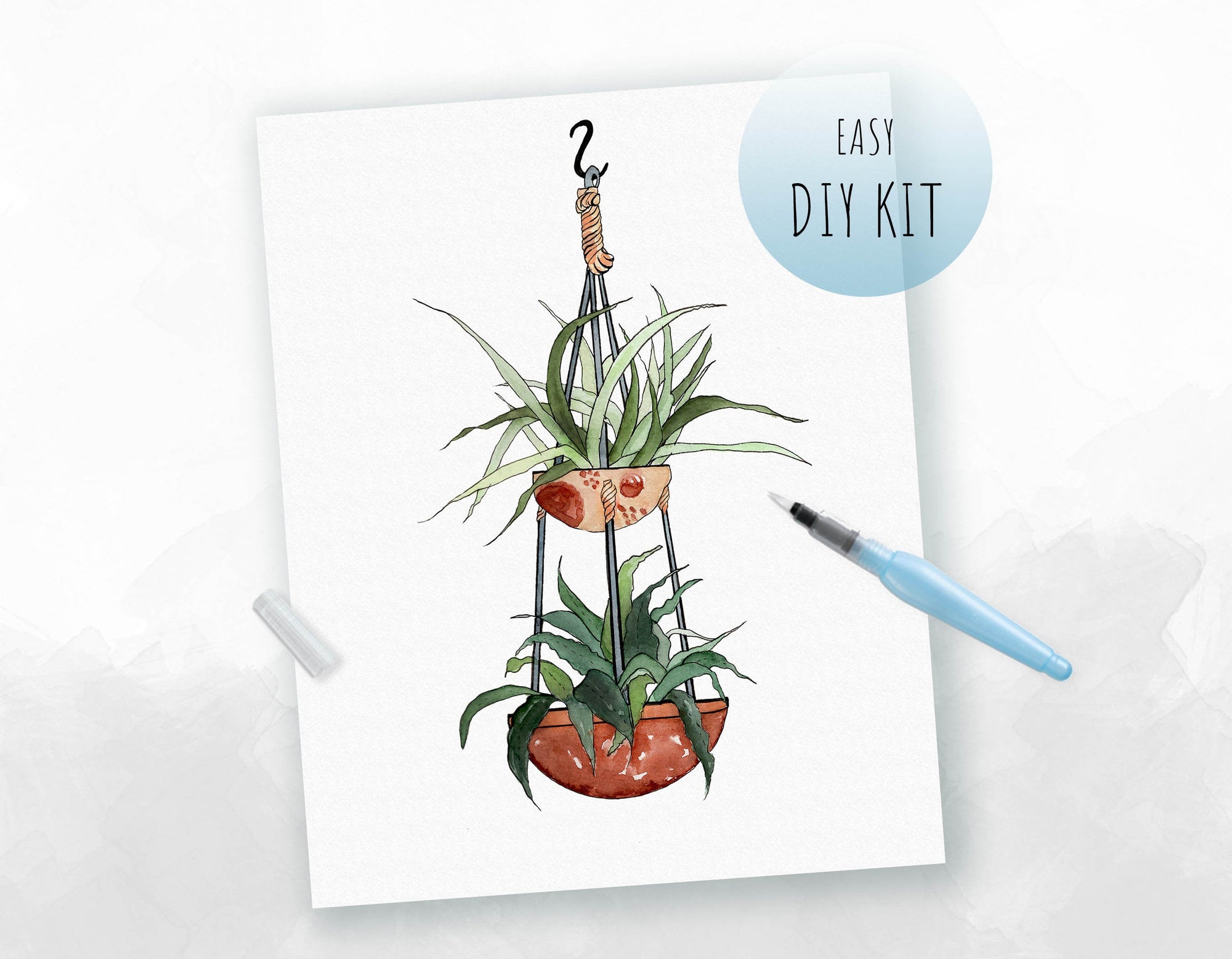 hanging plants paintings Hanging Plants Watercolor Kit – DIY Painting Set | Maya + Kiwi